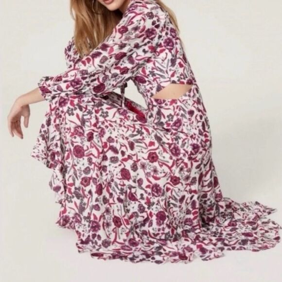 ALEXIS Nikkita Pink Floral Midi Long Flowy Dress - Picture 1 of 8